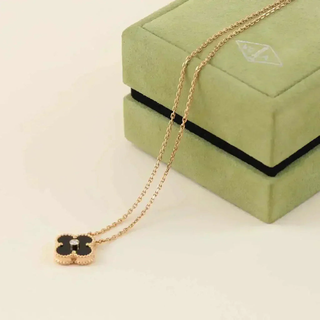 ¡®Imperial¡¯CLOVER 15MM DIAMOND ONYX NECKLACE