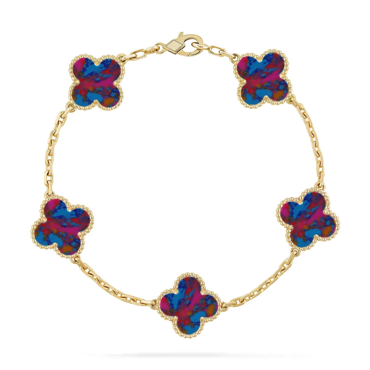 [Imperial]Nueva COLECCIÓN DE BRAZALETE TREBOL 5 MOTIVOS GEMAS DE COLOR