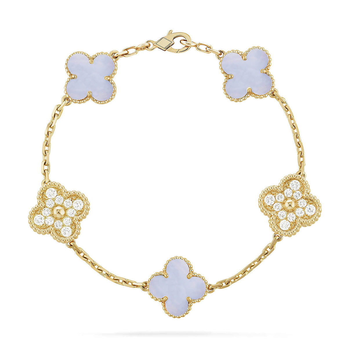 [Imperial]Neue CLOVER 5 MOTIV LILA CHALCEDON ARMBAND KOLLEKTION