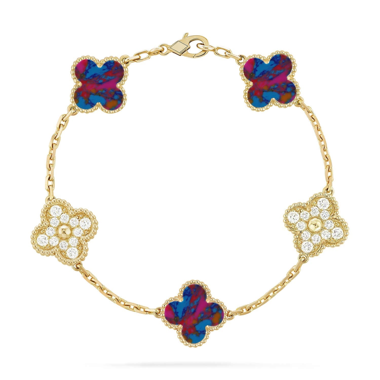 [Imperial]Nueva COLECCIÓN DE BRAZALETE TREBOL 5 MOTIVOS GEMAS DE COLOR
