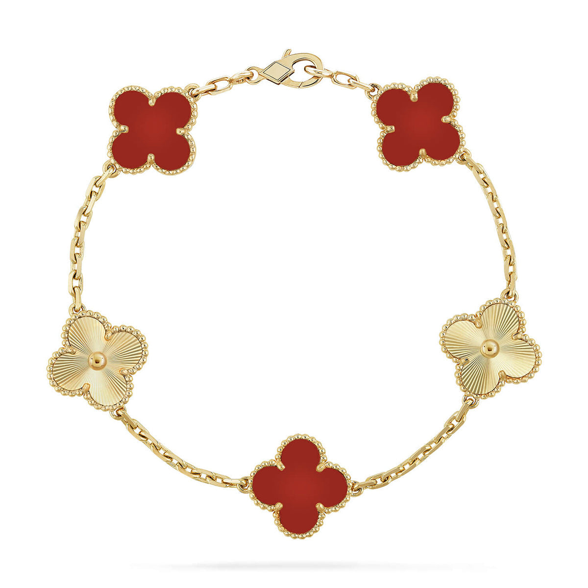 ```json
{
  "text": "[Imperial]Neue CLOVER 5 MOTIV ROTE KORALLEN ARMBAND KOLLEKTION"
}
```