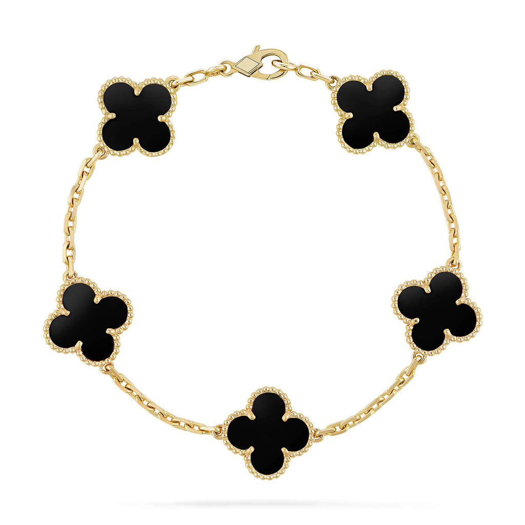 ¡®Imperial¡¯CLOVER  5 MOTIFS BLACK ONYX BRACELET