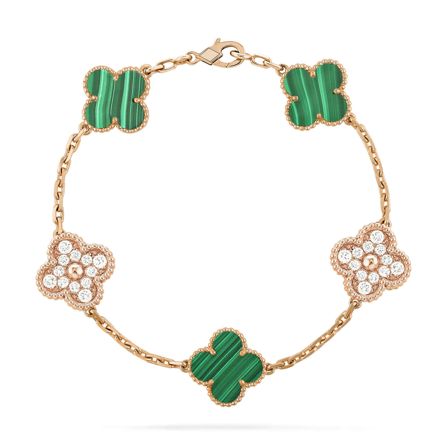 ¡®Imperial¡¯CLOVER  5 MOTIF MALACHITE DIAMOND BRACELET