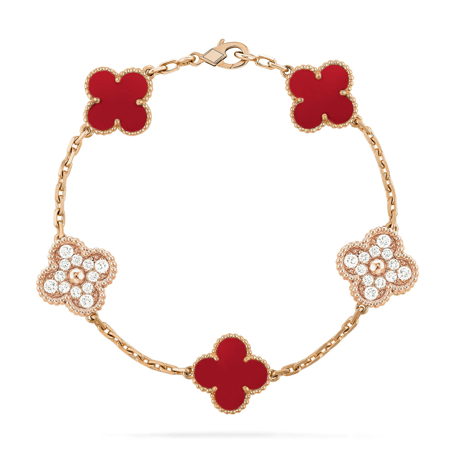 ¡®Imperial¡¯CLOVER 5 MOTIFS CARNELIAN DIAMOND BRACELET