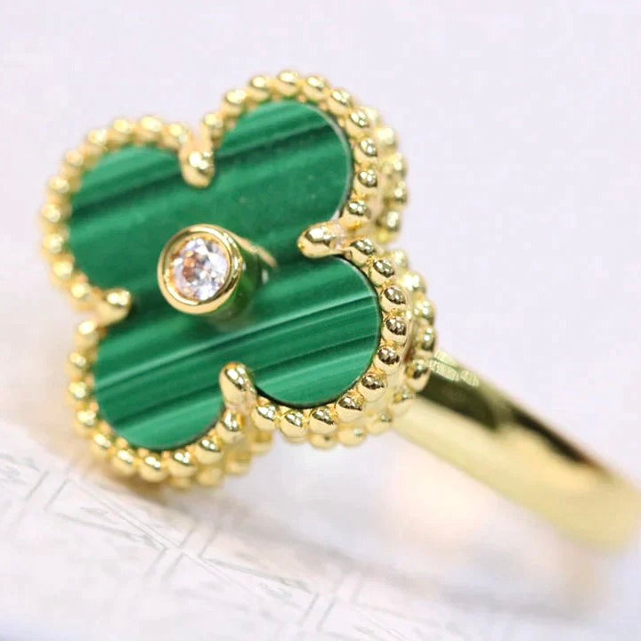 ¡®Imperial¡¯CLOVER MALACHITE RING GOLD DIAMOND