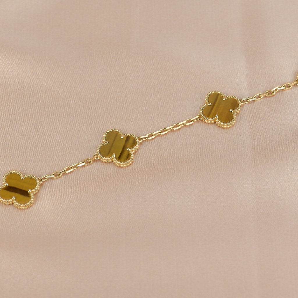¡®Imperial¡¯CLOVER  5 MOTIFS TIGER EYE BRACELET