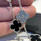 ¡®Imperial¡¯CLOVER 5 MOTIF ONYXS DIAMOND BRACELET SILVER