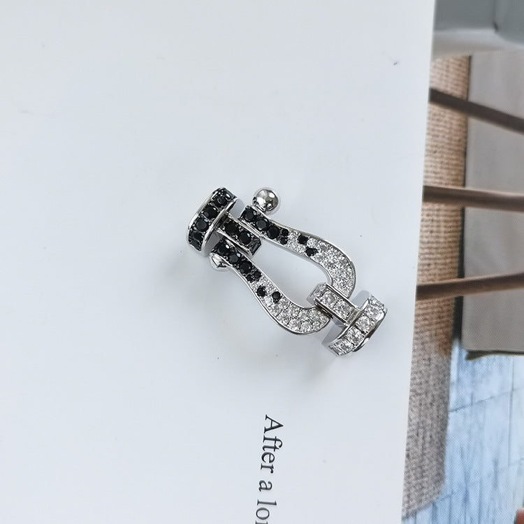 ¡®Imperial¡¯FORCE LARGE HORSESHOE BLACK WHITE DIAMOND BRACELET ROSE GOLD