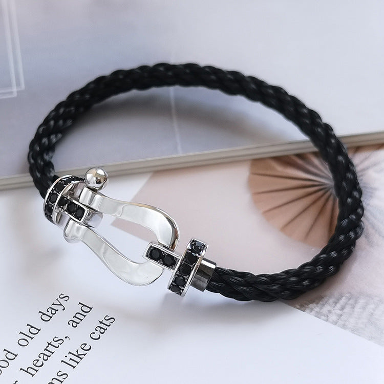 ¡®Imperial¡¯FORCE LARGE HORSESHOE BLACK DIAMOND BRACELET SILVER