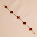 [Imperial]New  CLOVER 5 MOTIF RED CORNELIAN BRACELET COLLECTION