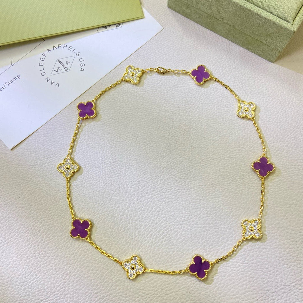 ¡®Imperial¡¯CLOVER 10 MOTIFS  PURPLE VIOLET DIAMOND NECKLACE