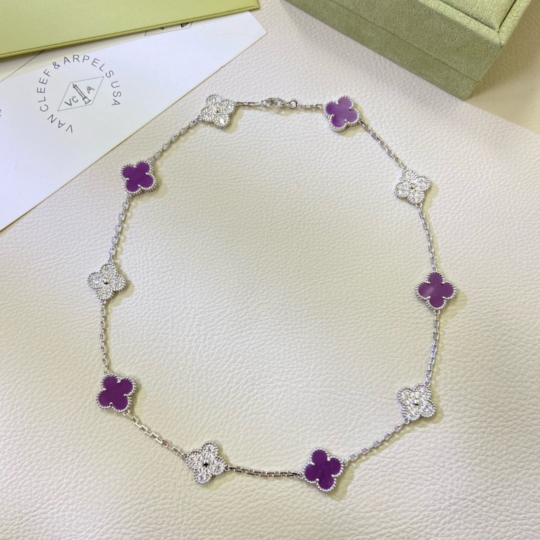 ¡®Imperial¡¯CLOVER 10 MOTIFS  PURPLE VIOLET DIAMOND NECKLACE