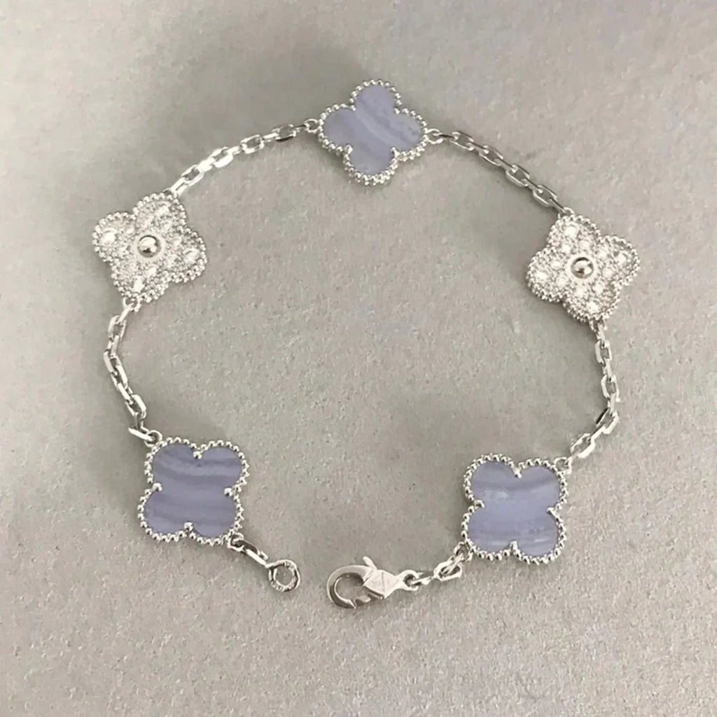 ¡®Imperial¡¯CLOVER  5 MOTIF DIAMOND PURPLE CHALCEDONY BRACELET SILVER