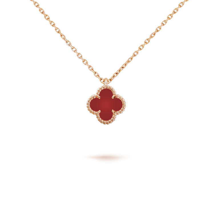 ¡®Imperial¡¯CLOVER MINI 9.5MM WHITE CARNELIANS NECKLACE