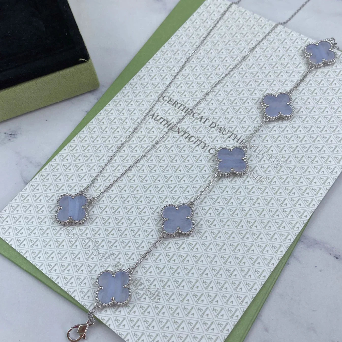 [Imperial]New  CLOVER 5 MOTIF PURPLE CHALCEDONY BRACELET COLLECTION