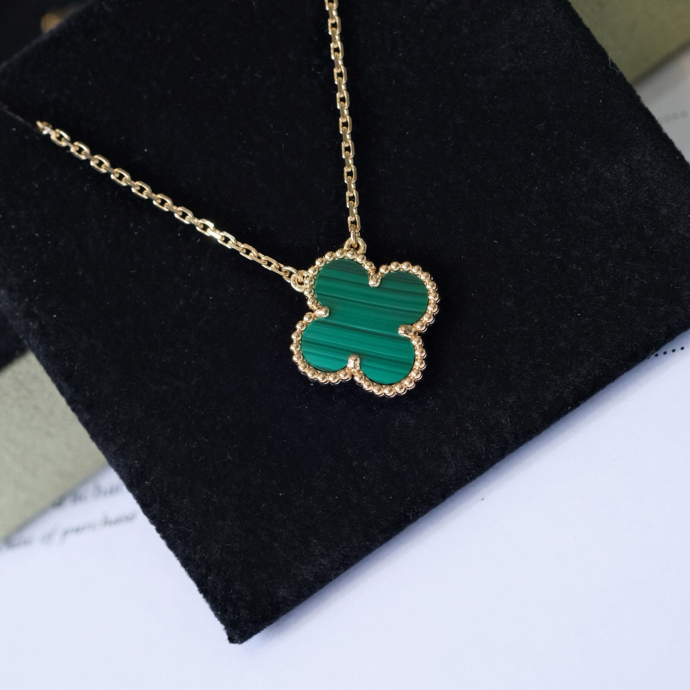 ¡®Imperial¡¯CLOVER 15MM MALACHITE SINGLE FLOWER  NECKLACE