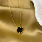 ¡®Imperial¡¯CLOVER 15MM BLACK ONYX SINGLE FLOWER NECKLACE