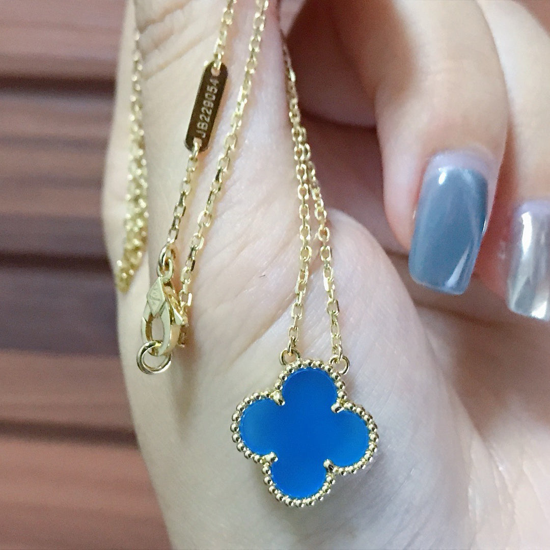 ¡®Imperial¡¯CLOVER 15MM BLUE AGATE NECKLACE