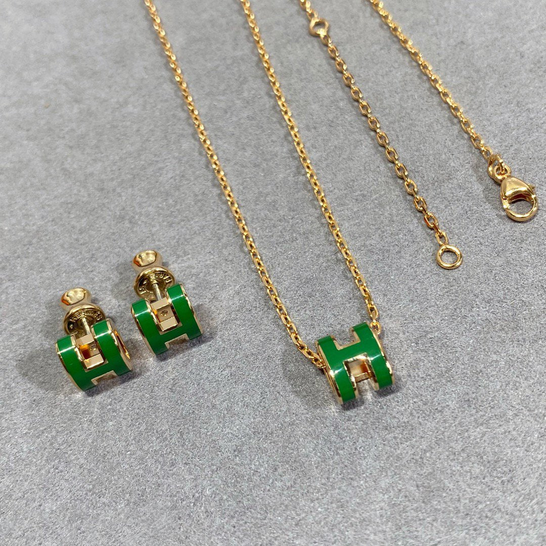¡®Imperial¡¯POP H GREEN NECKLACE SILVER AND GOLD