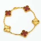 ¡®Imperial¡¯CLOVER  5 MOTIFS CARNELIAN GOLD BRACELET