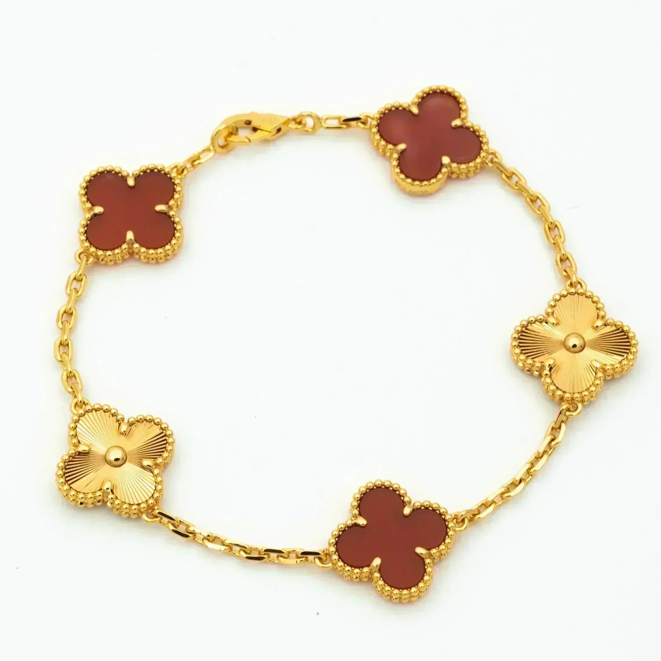 ¡®Imperial¡¯CLOVER  5 MOTIFS CARNELIAN GOLD BRACELET