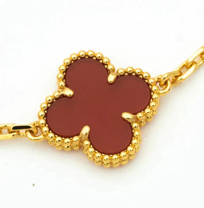 [Imperial]New  CLOVER 5 MOTIF RED CORNELIAN BRACELET COLLECTION