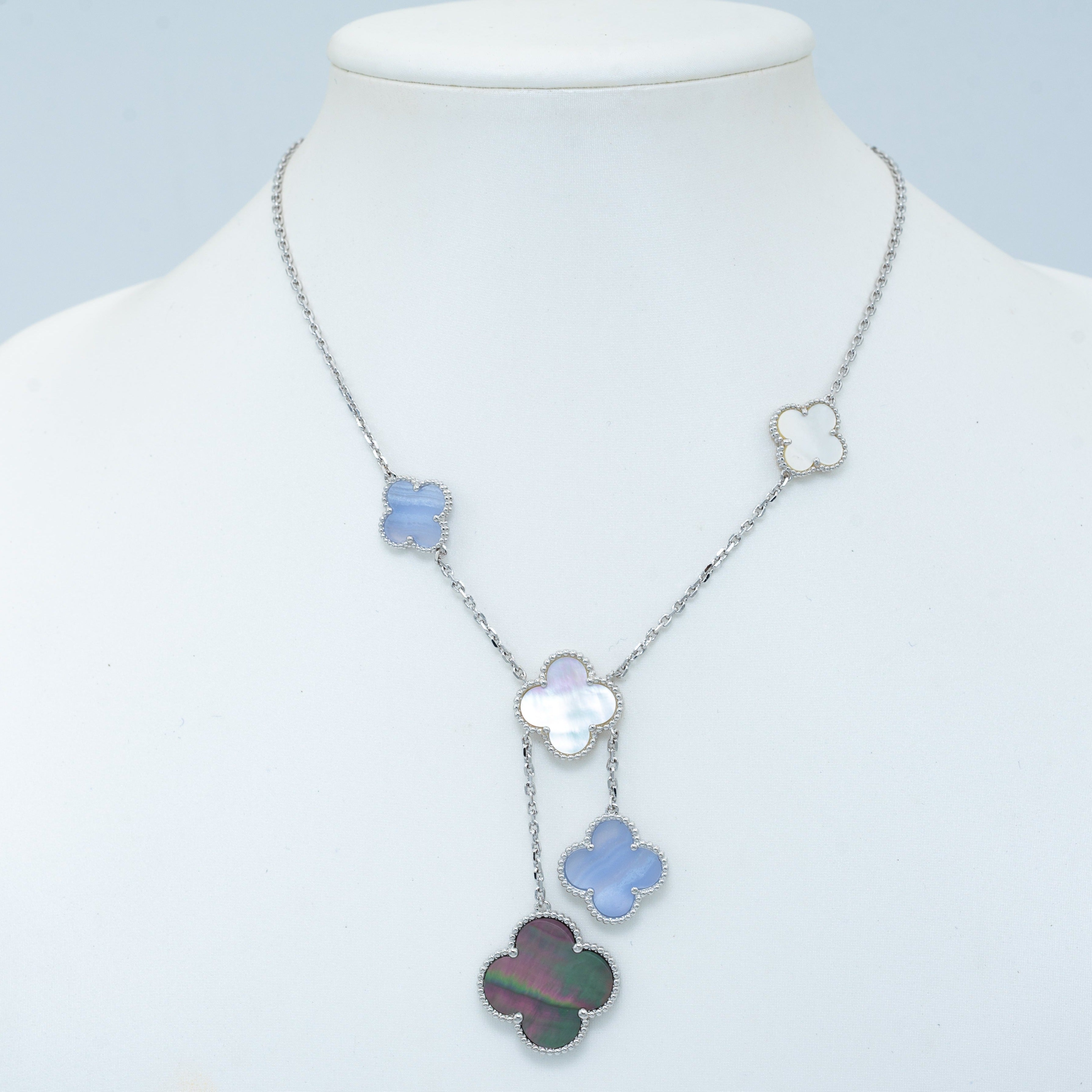 ¡®Imperial¡¯CLOVER MOP CHALCEDONY NECKLACE SILVER 6 MOTIF