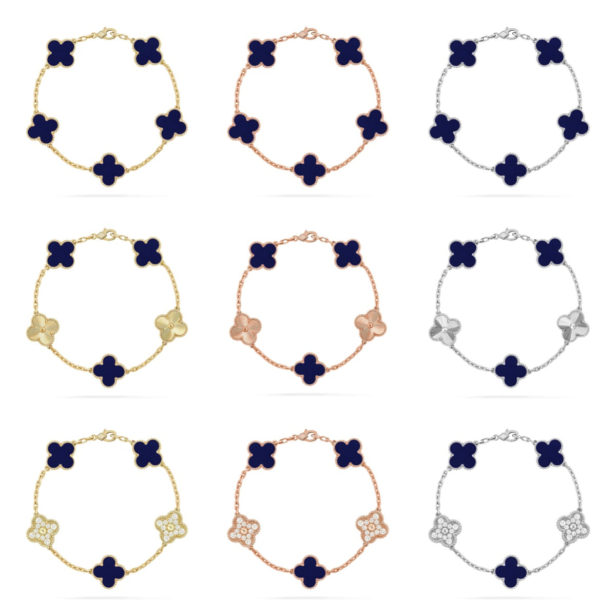 [Imperial]Nueva COLECCIÓN DE BRAZALETE TREBOL 5 MOTIVOS LAPISLAZULI