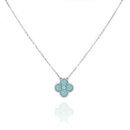¡®Imperial¡¯CLOVER 1 DIAMOND LIGHT BLUE SILVER NECKLACE