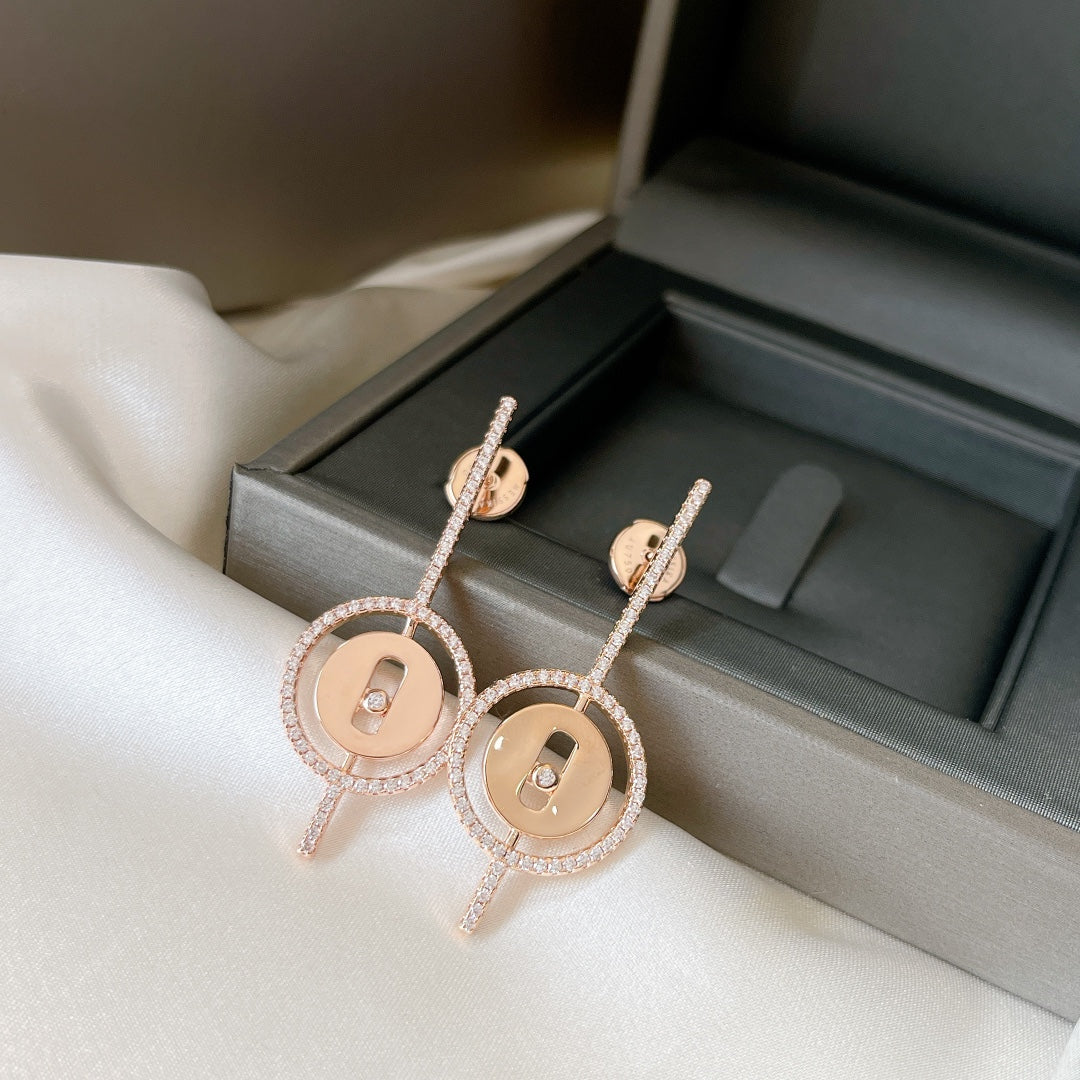 [Imperial] LUCKY MOVE ARROW PINK GOLD DIAMOND EARRINGS