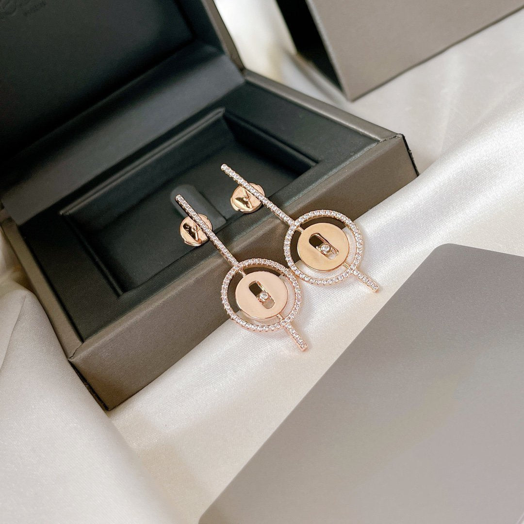[Imperial] LUCKY MOVE ARROW PINK GOLD DIAMOND EARRINGS