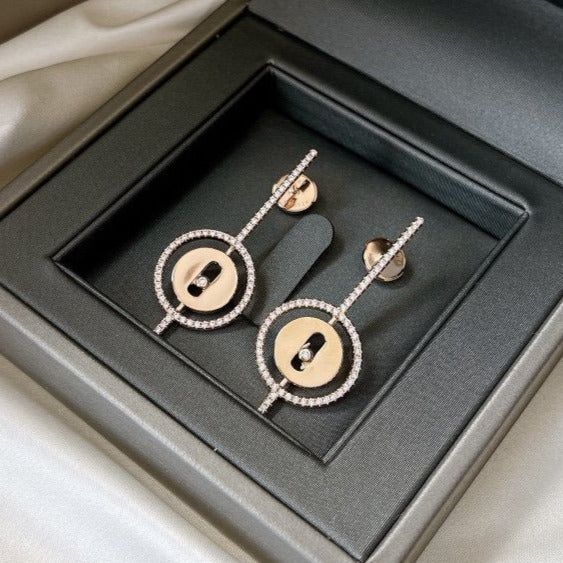 [Imperial] LUCKY MOVE ARROW PINK GOLD DIAMOND EARRINGS