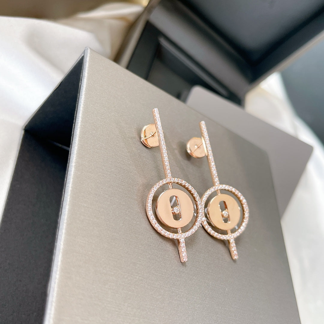 [Imperial] LUCKY MOVE ARROW PINK GOLD DIAMOND EARRINGS