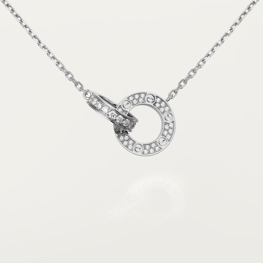 ¡®Imperial¡¯LOVE 7.6MM NECKLACE ROSE GOLD AND SILVER  FULL DIAMOND