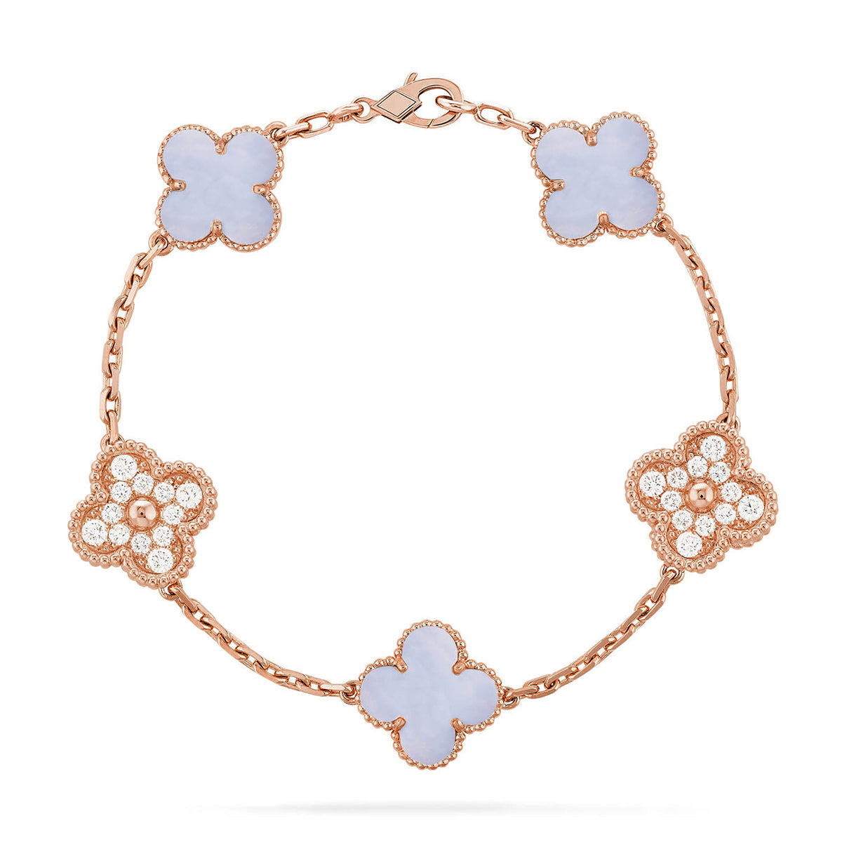 [Imperial]Neue CLOVER 5 MOTIV LILA CHALCEDON ARMBAND KOLLEKTION