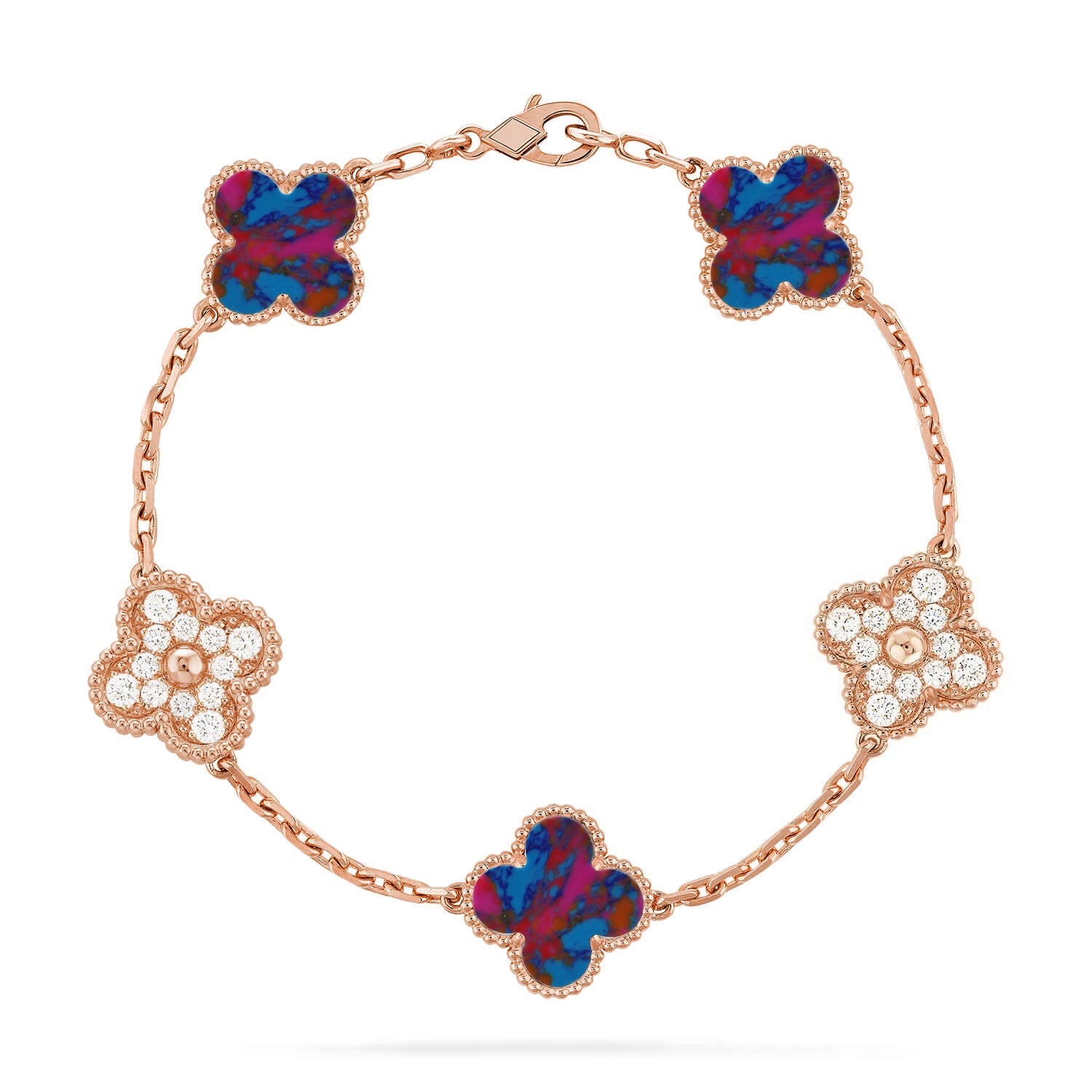 [Imperial]Nueva COLECCIÓN DE BRAZALETE TREBOL 5 MOTIVOS GEMAS DE COLOR