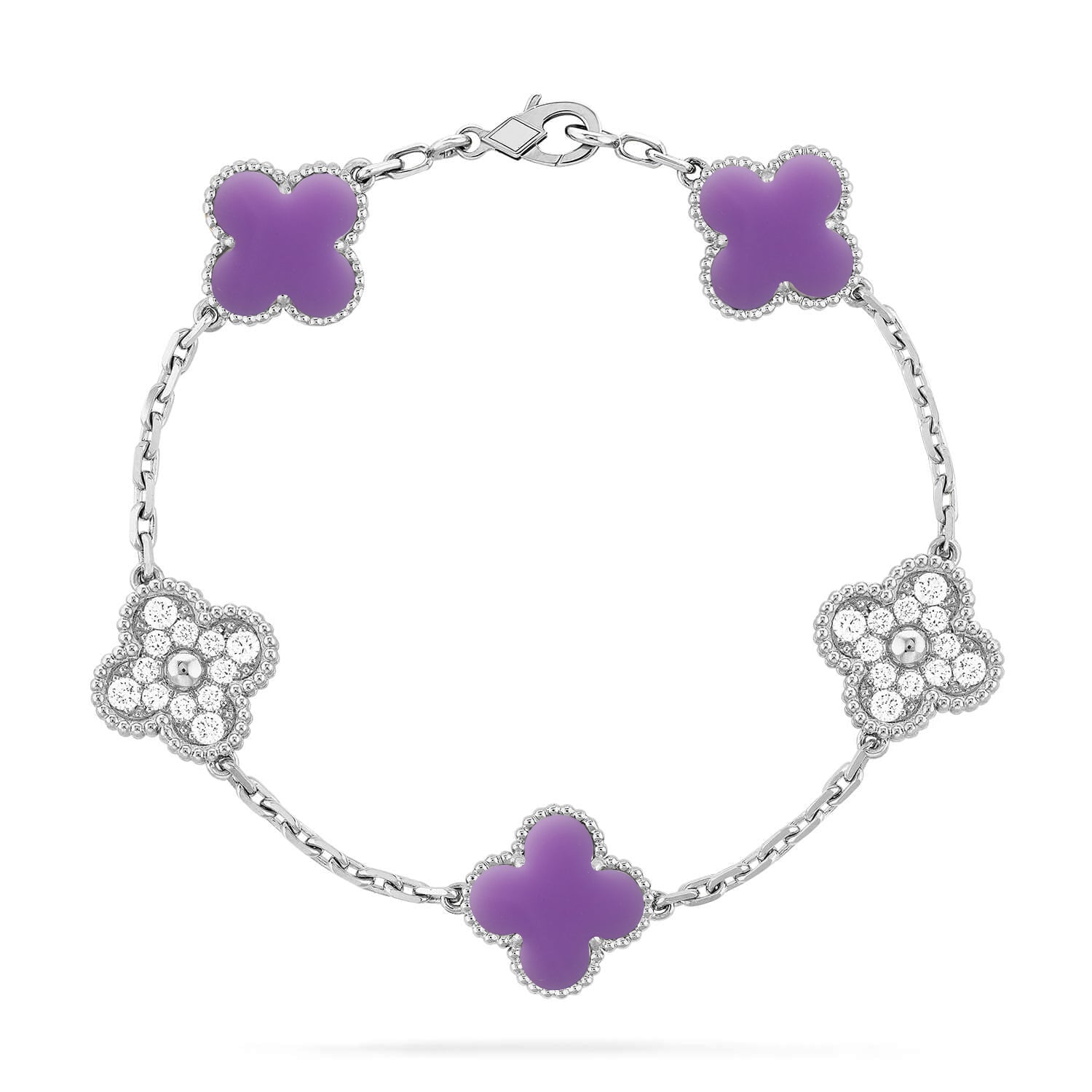 [Imperial]Nueva COLECCIÓN DE BRAZALETE TREBOL 5 MOTIVOS LILA