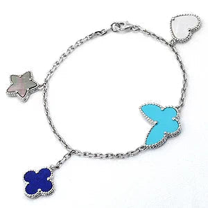 ¡®Imperial¡¯LUCKY SPRING SILVER BRACELET 4 MOTIF
