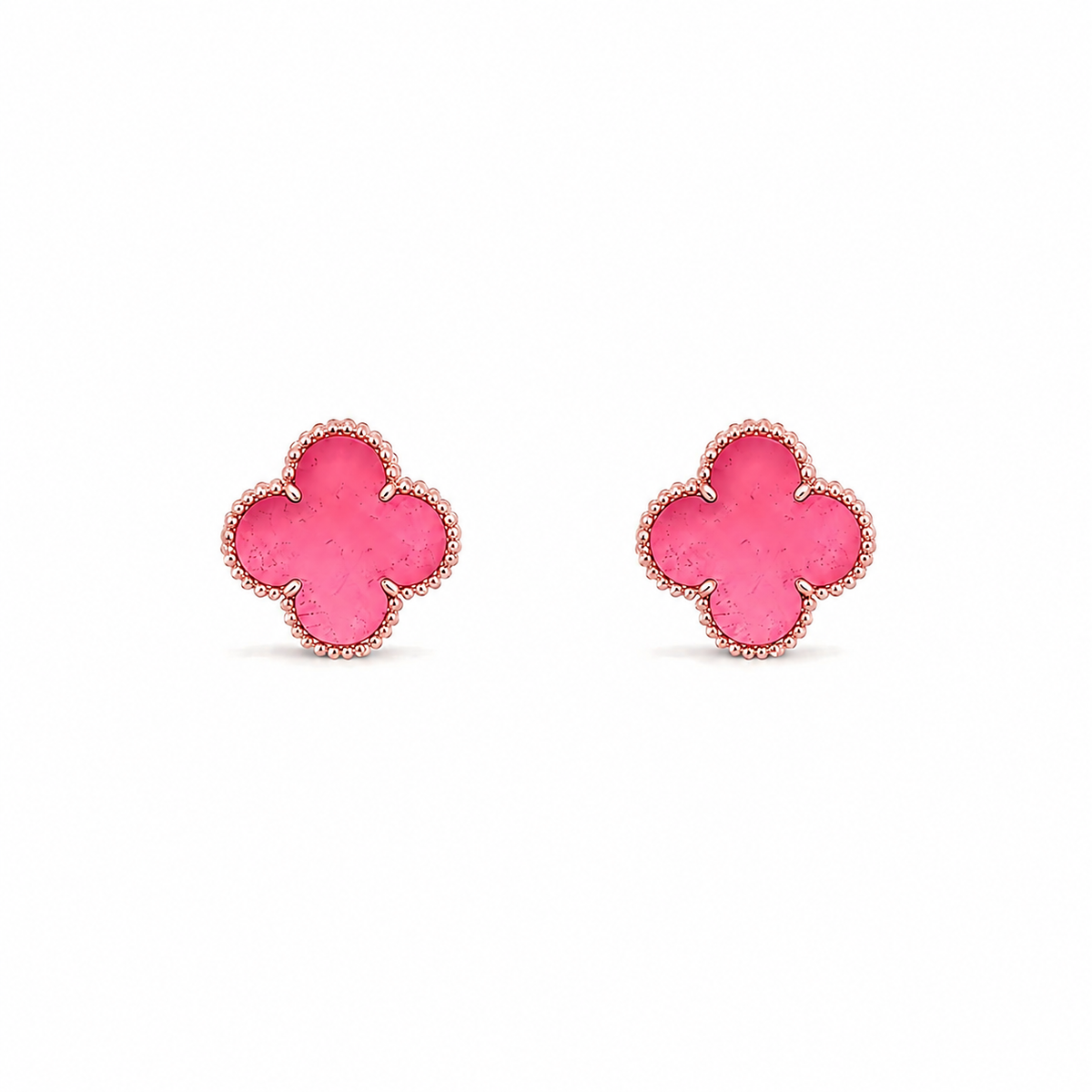 [Imperial] NEW CLOVER 15MM PINK ENAMEL STUD EARRINGS