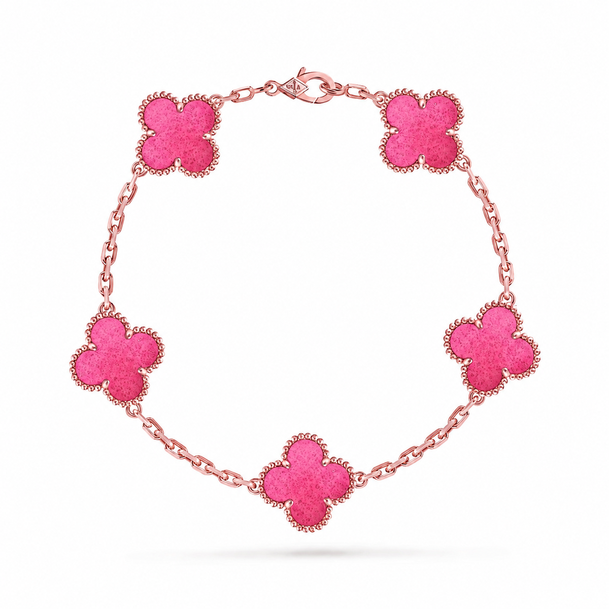 [Imperial] NEW CLOVER 5 MOTIFS PINK ENAMEL BRACELET