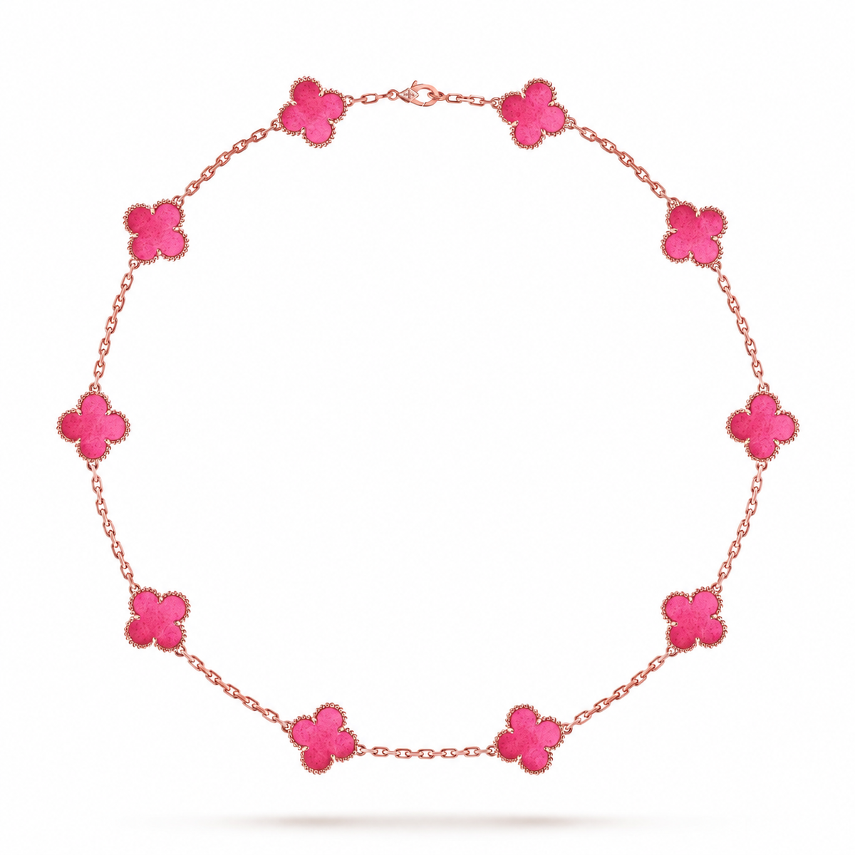 [Imperial] NEW CLOVER 10 MOTIFS PINK ENAMEL NECKLACE
