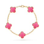 [Imperial] NEW CLOVER 5 MOTIFS PINK ENAMEL BRACELET