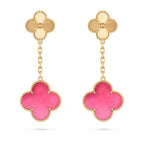 [Imperial] NEW CLOVER 2 MOTIF PINK ENAMEL EARRINGS