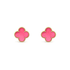 [Imperial] NEW CLOVER 15MM PINK ENAMEL STUD EARRINGS