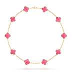 [Imperial] NEW CLOVER 10 MOTIFS PINK ENAMEL NECKLACE