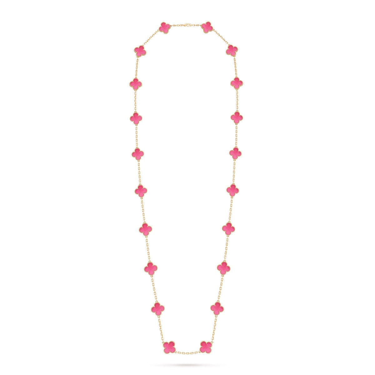 [Imperial]  NEW CLOVER 20 MOTIFS PINK ENAMEL NECKLACE