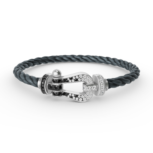 ¡®Imperial¡¯FORCE LARGE HORSESHOE BLACK WHITE DIAMOND BRACELET SILVER
