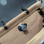 HERBAG A DOS ZIP RETOURNE BACKPACK 29 IN BROWN CANVAS AND BLACK CALFSKIN