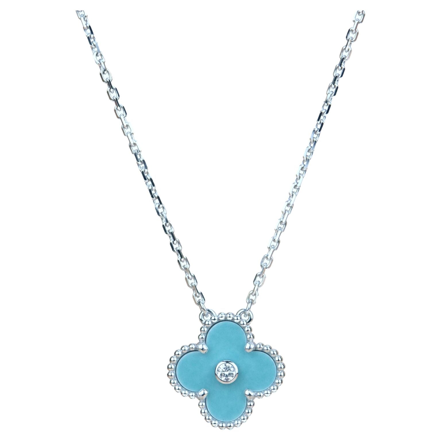 ¡®Imperial¡¯CLOVER 15MM DIAMOND SVRES PORCELAIN  NECKLACE SILVER