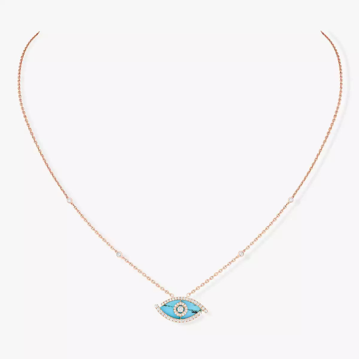 [Imperial] Lucky Eye Diamantkette in Roségold und Türkis